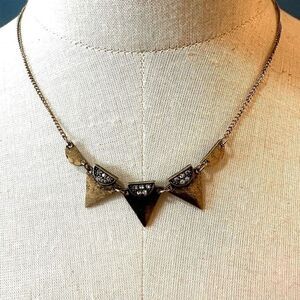 Gold tone triangle  rhinestone necklace